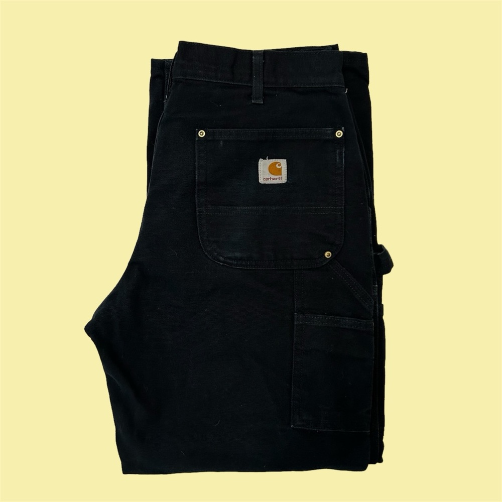 Vintage Carhartt 34x28 Original Fit Double Knees B01 BLK Black